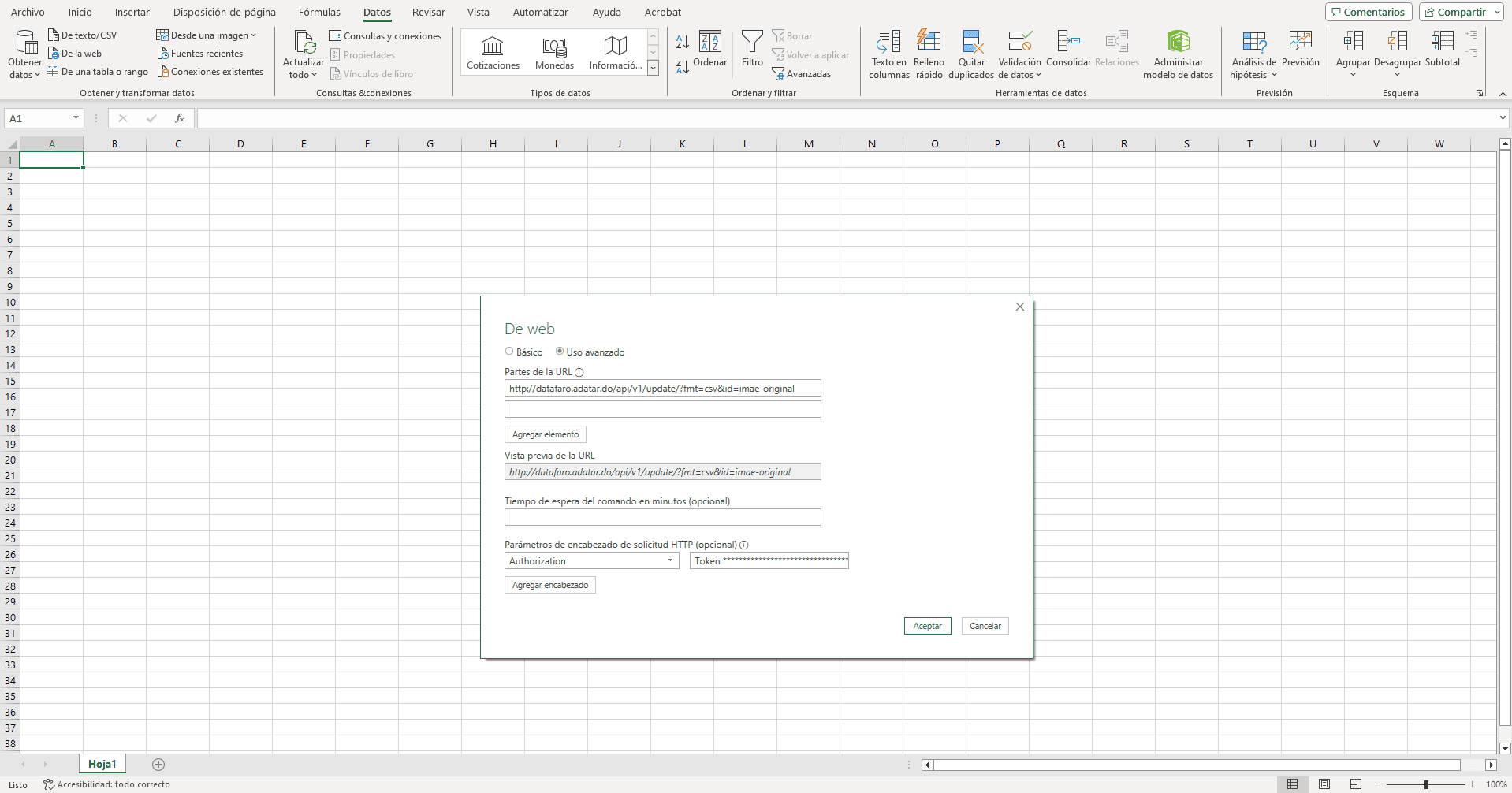 Conexión a la API desde Excel