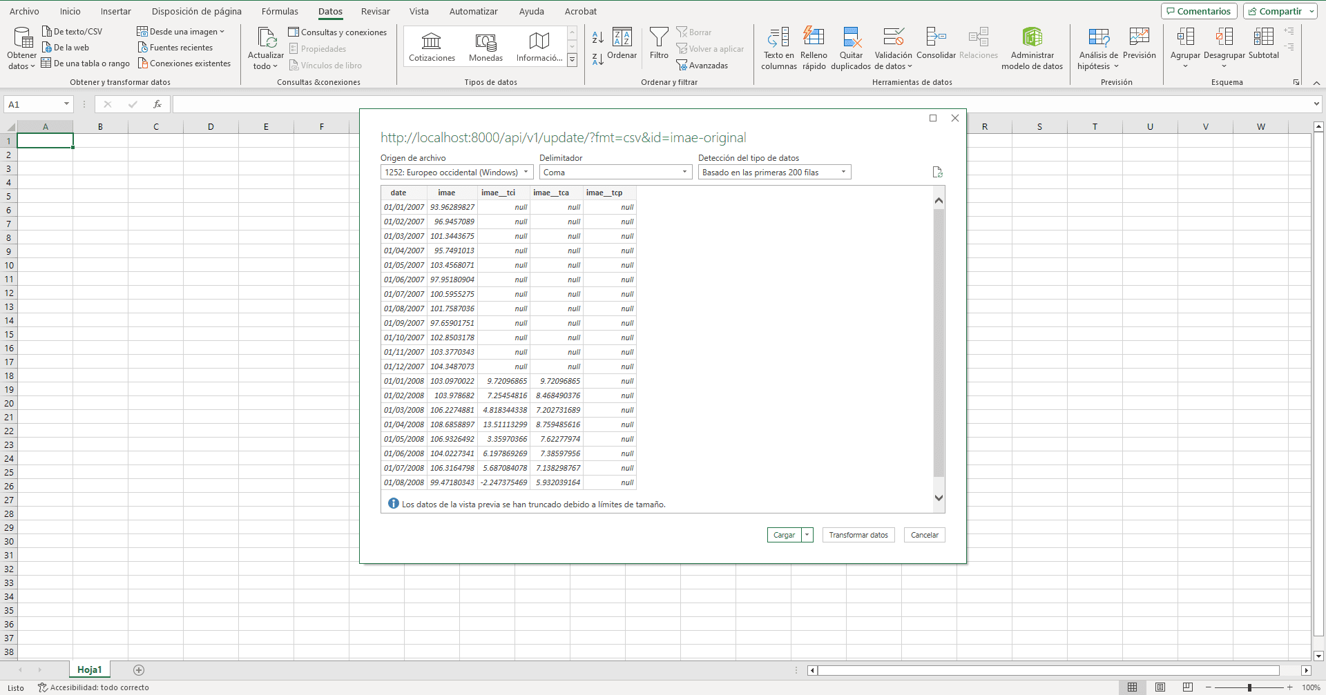 Conexión a la API desde Excel