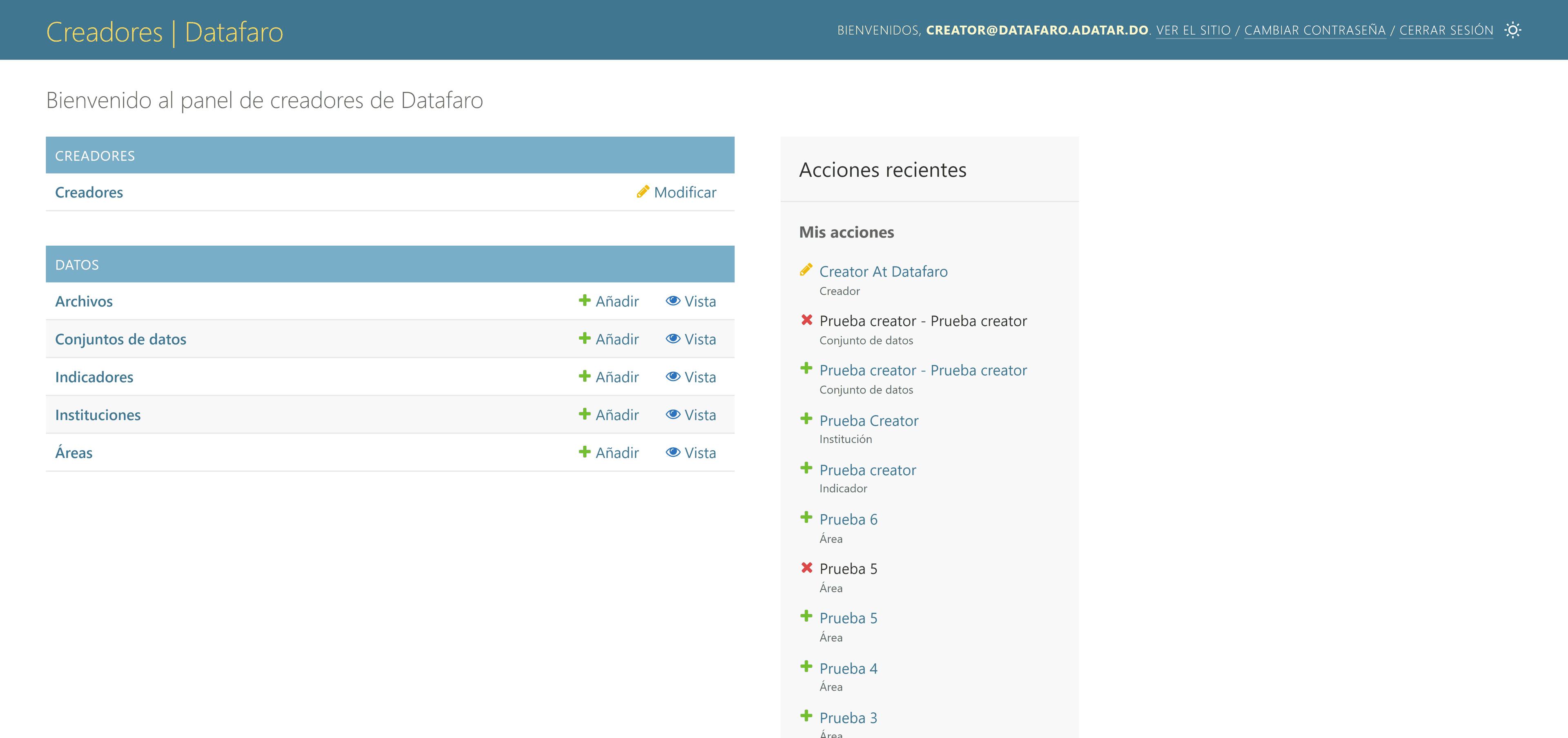 Screenshot de la página de inicio de la web de un creador de contenido